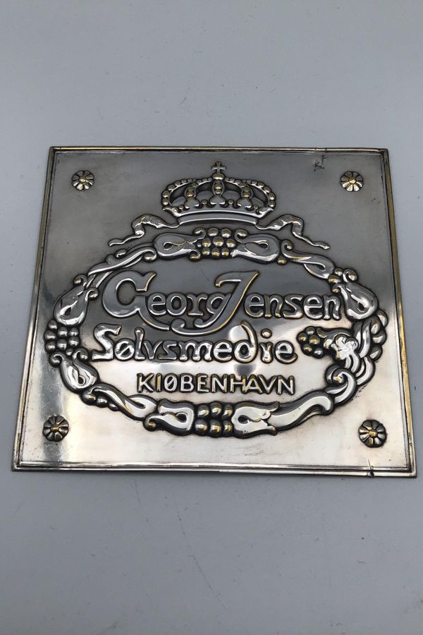 Antique Georg Jensen Silver Plated Dealer Plaque