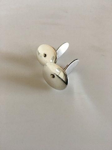 Antique Georg Jensen Sterling Silver Cufflinks No 200 with Gilded Middle Piece