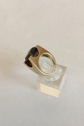 Antique Just Andersen Gold Ring 14 Kt. with Smoke Quartz stone