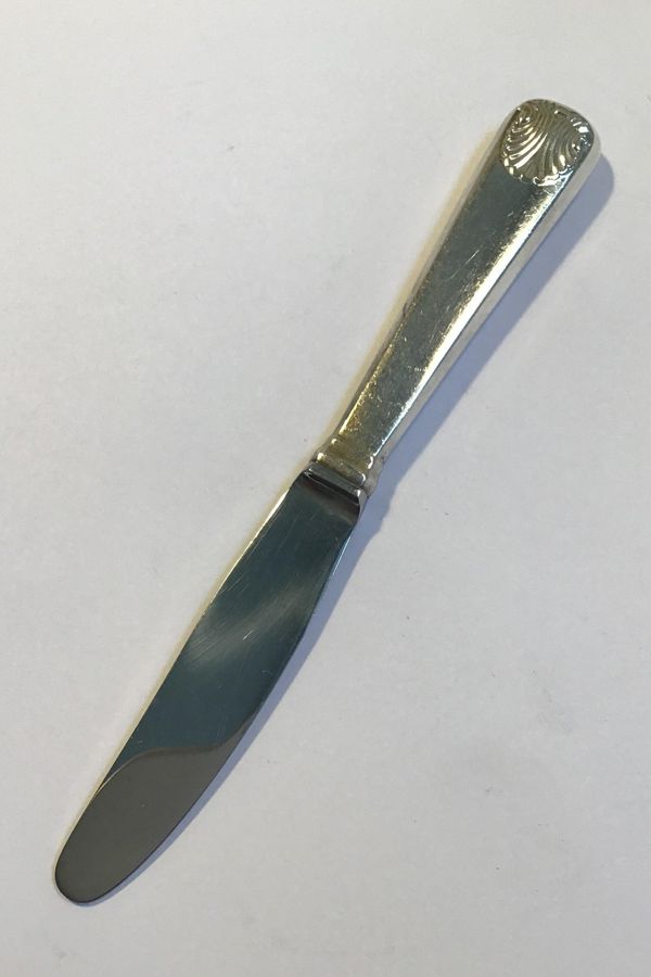 Antique Mussel / Clam Silver Dinner Knife W & S Sørensen / Fredericia / Dragsted