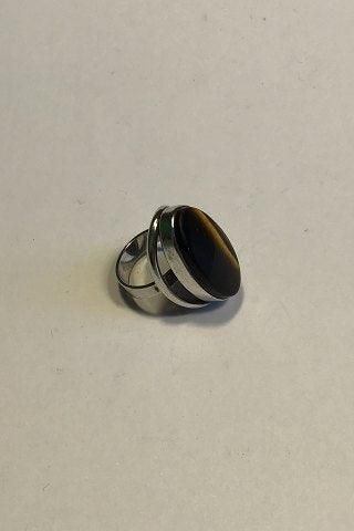 Antique Niels Erik From Sterling Silver Ring with oval shaped Tiger's eye