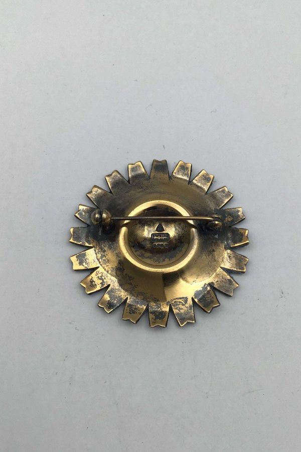 Antique A. Michelsen Gold Plated Sterling Silver Daisy Brooch (Guilloche)