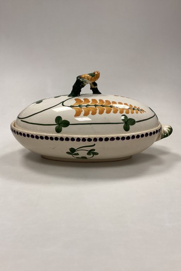Antique Aluminia Golden Rain (Laburnum) Oval Bowl with lid No. 10/154