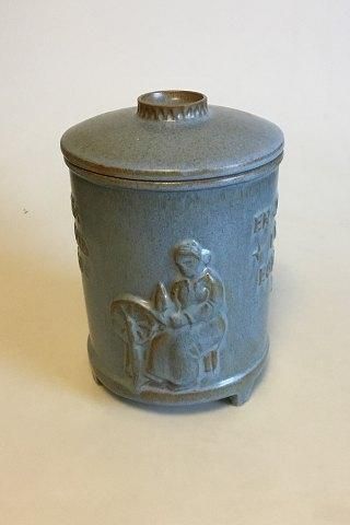 Antique Anchor Cheramics Blue stoneware jar with lid