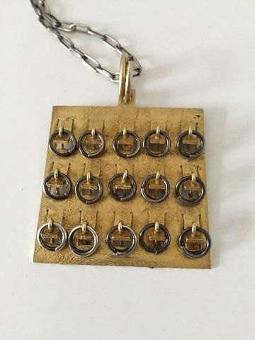 Antique Bent Exner Gilded Sterling Silver Pendant from 1979