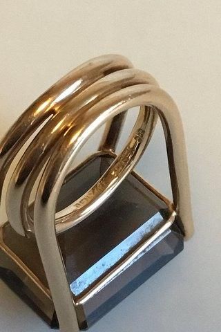 Antique Bent Knudsen 14 K Gold Ring with smoke Quartz