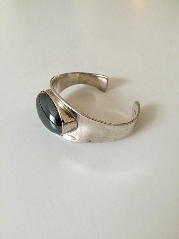 Antique Bent Knudsen Sterling Silver Bracelet with black stone No 19