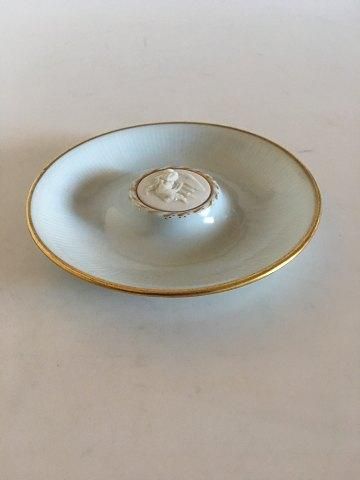 Antique Bing & Grondahl Ashtray No. 1291 with Bisque Angel Ornament and Gold Border