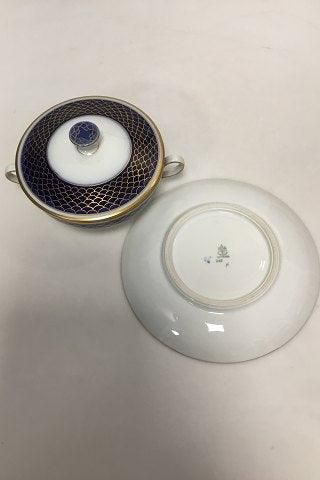 Antique Bing & Grondahl Blue Bouillon Cup and Saucer with gold dekoration No 247