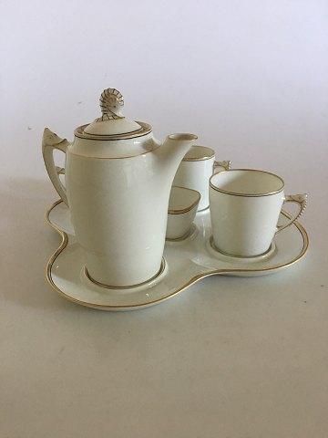 Antique Bing & Grondahl Mocha Set, with tray, Jug, Creamer, Two Cups and Sugar Bowl.