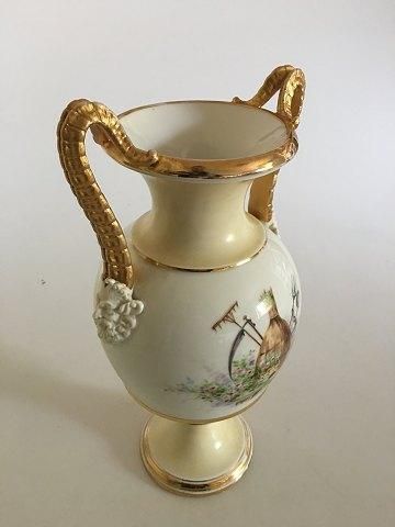 Antique Bing & Grøndahl Early vase with overglaze decoration and Roman/Greek bisque heads