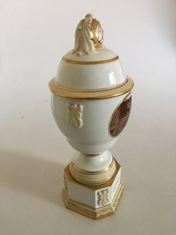 Antique Bing & Grøndahl Unique vase with lid and stand by Emma Krongsbøll