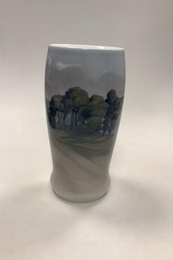 Antique Bing and Grondahl Art Nouveau Vase with Landscape. 7387/95