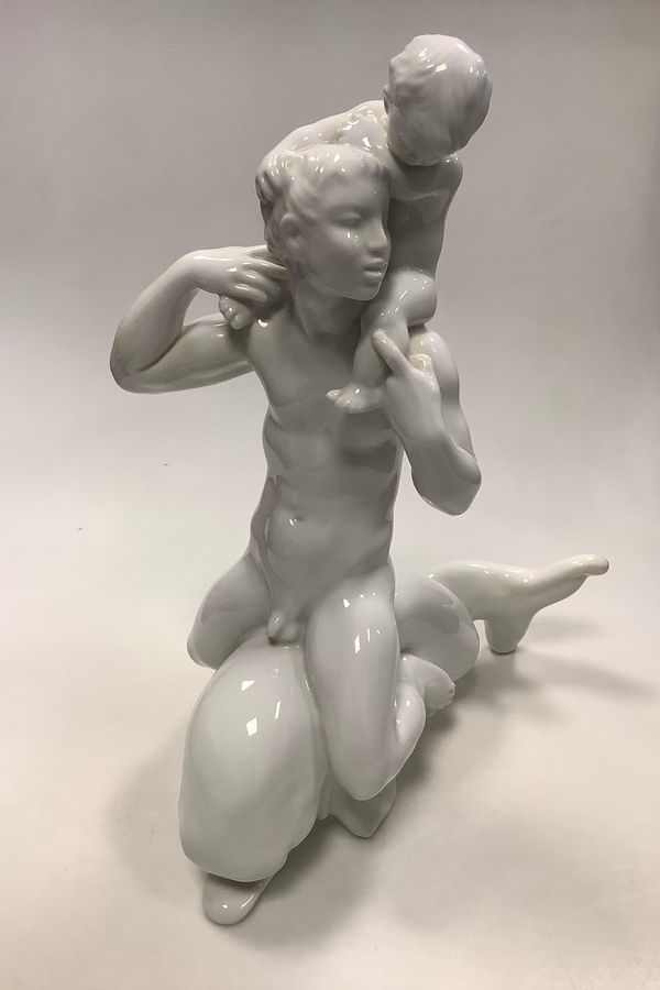 Antique Bing and Grondahl Figurine Blanc de Chine Kai Nielsen Man with Child No 56/4056