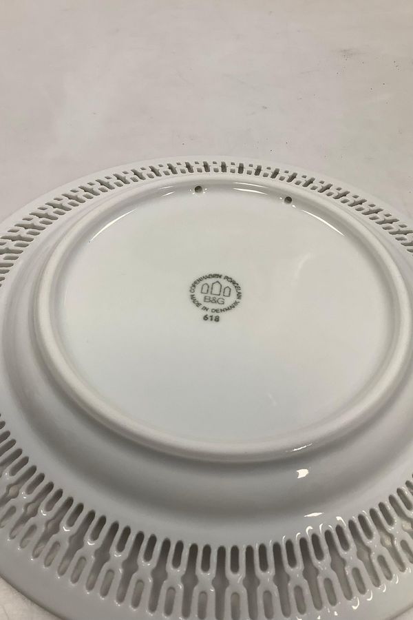 Antique Bing and Grondahl Haga White Pierced Edge Lunch Plate No 618