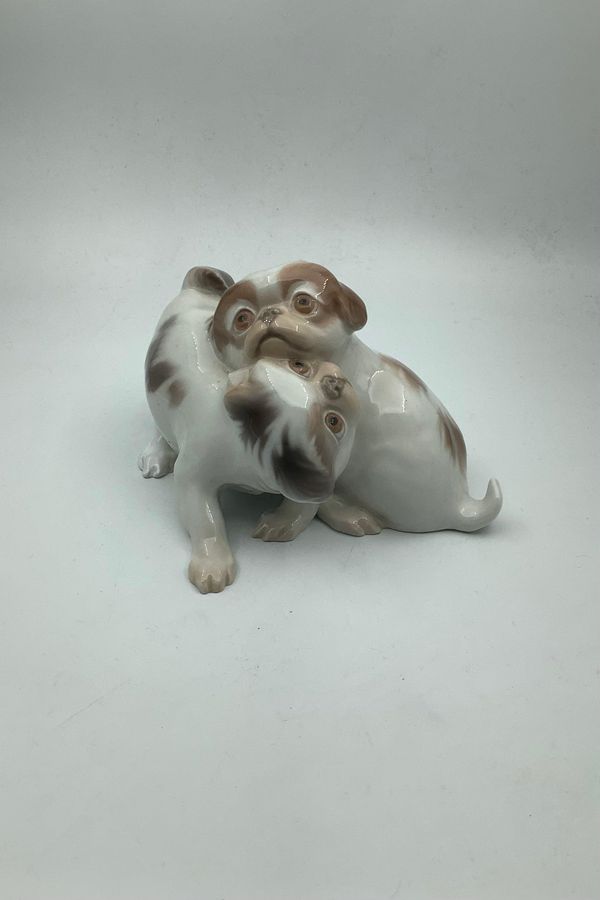 Antique Bing and Grondahl dog figurine, Pekingese dogs playing No. 1630