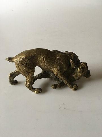 Antique Bronze figurine of two dogs fighting