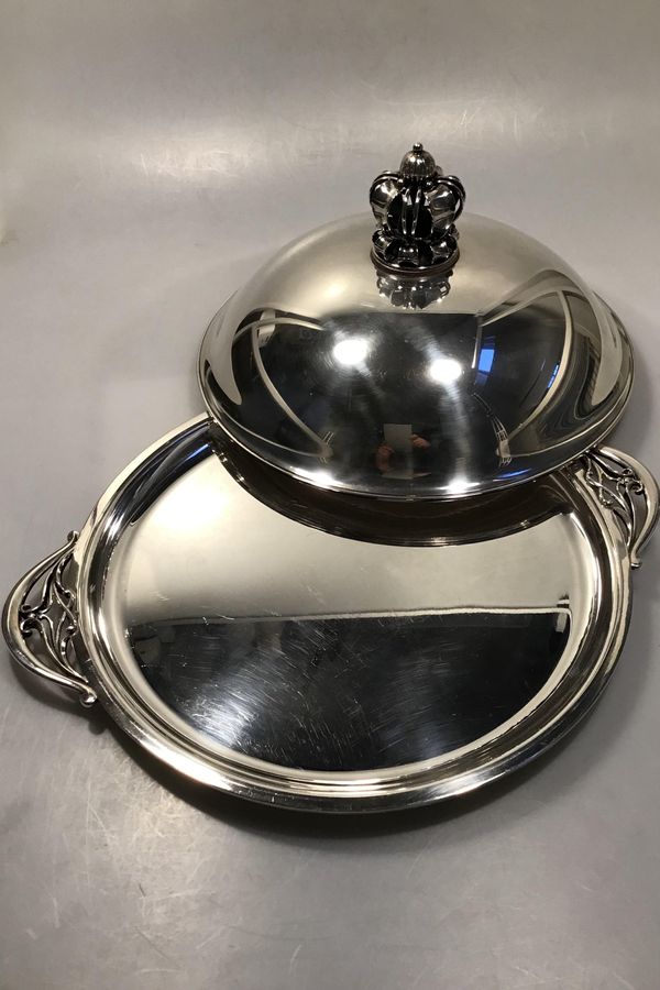 Antique CC Hermann Sterling Silver Lid dish with Krone top
