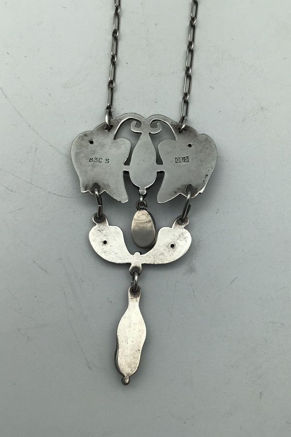 Antique C.L. Severin Sørensen Silver Necklace (Moonstone)