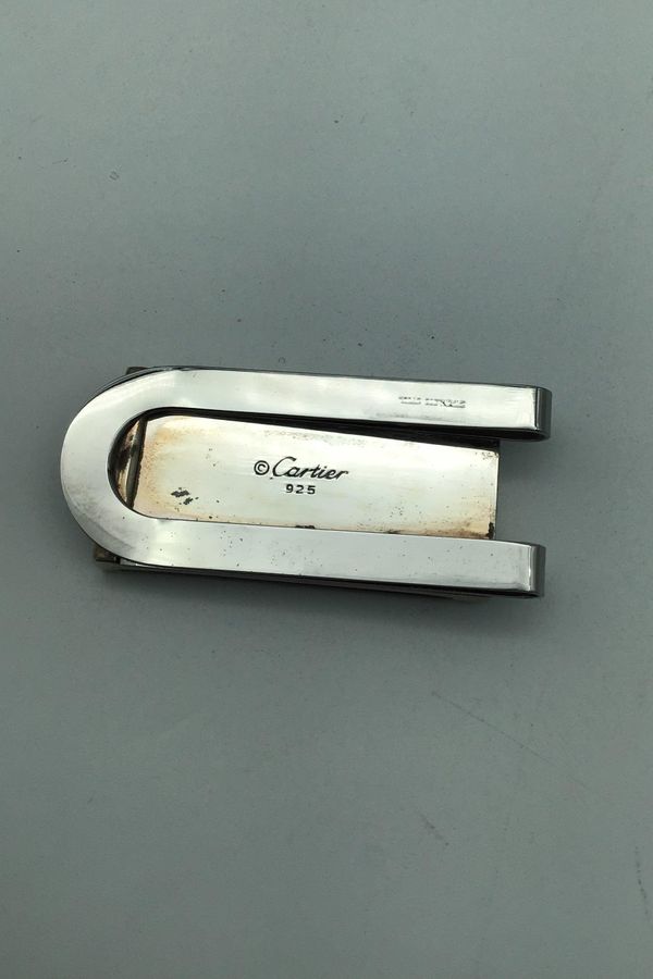 Antique Cartier Sterling Silver/Steel/Wood Money Clip