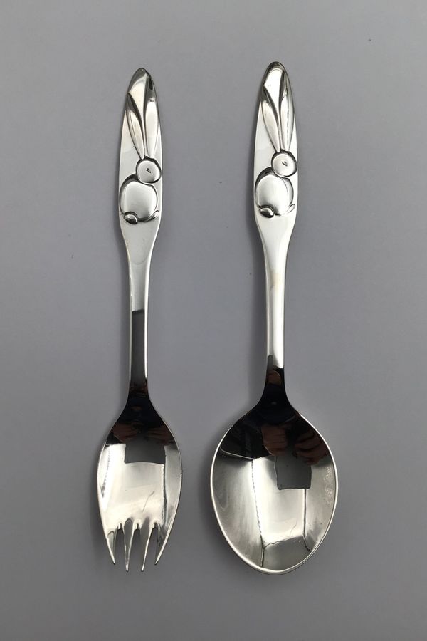 Cohr Sterling Silver Children's Cutlery Set Rabbits (2)