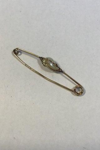 Antique Danish 14 K Gold Brooch(Pin) with Pearl