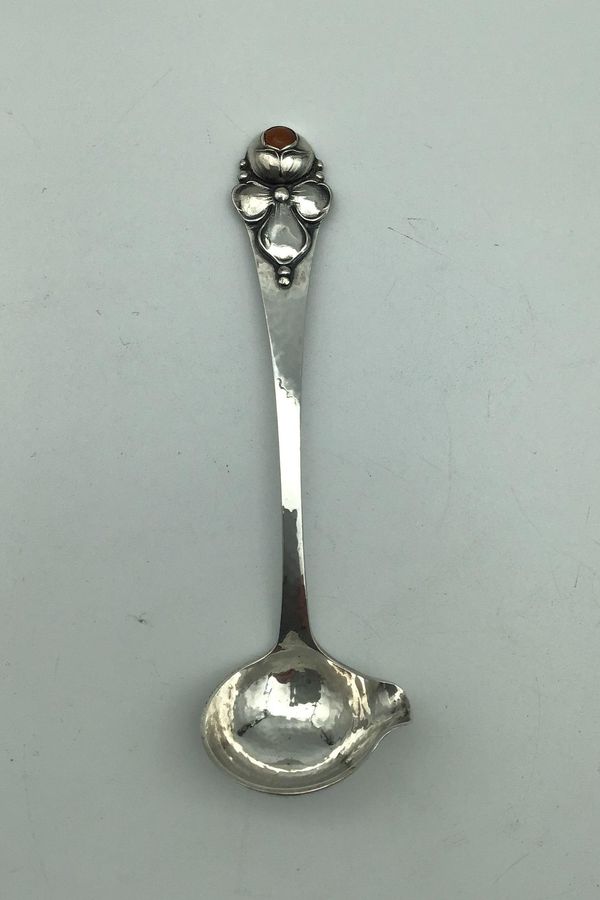 Antique Danish Work (DTA) Silver Cream Spoon with Amber