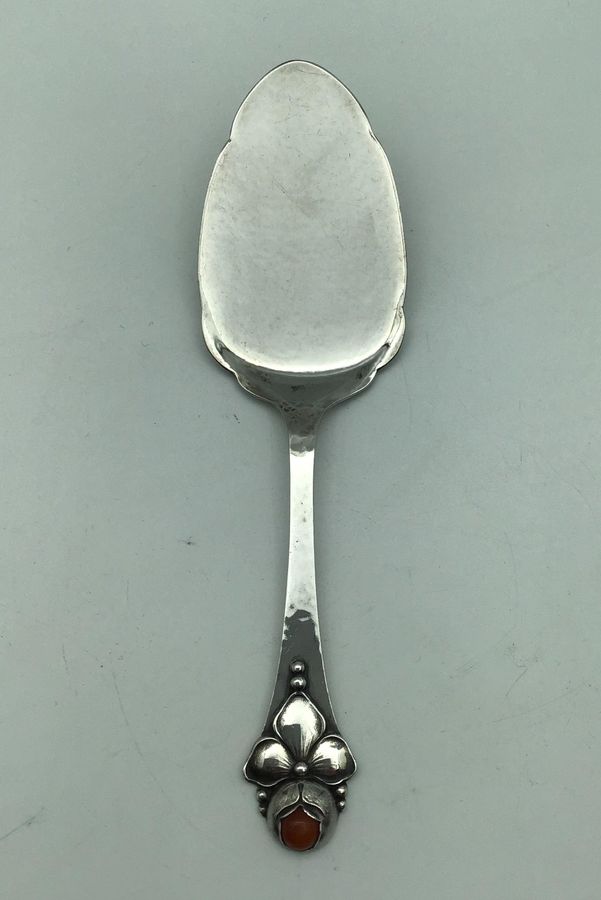 Antique Danish Labour (DTA) Silver Serving Spoon with Amber