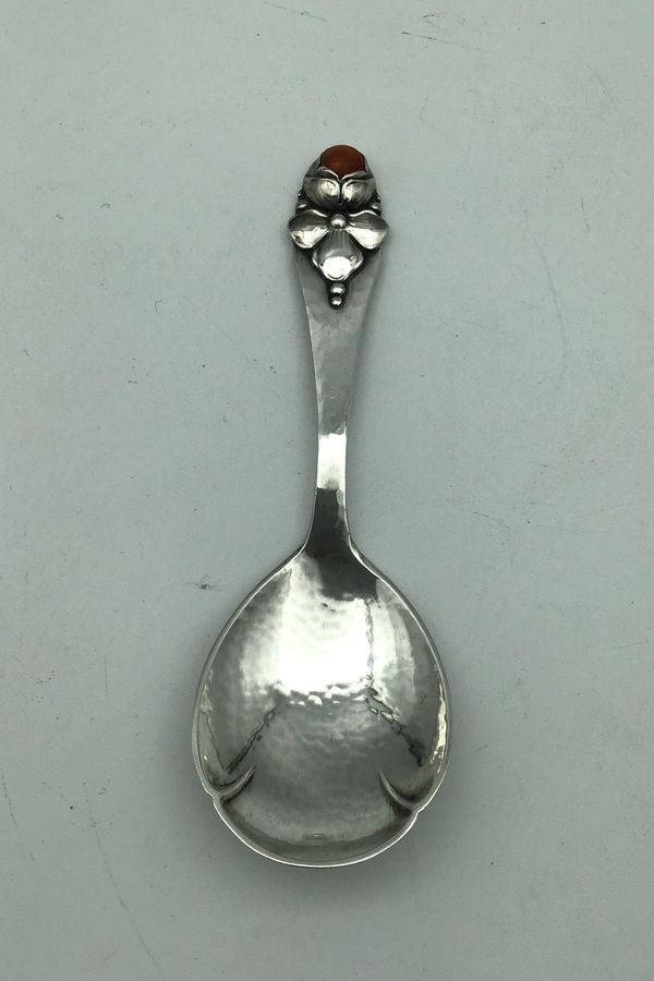 Antique Danish Work (DTA) Silver Sugar Spoon with Amber