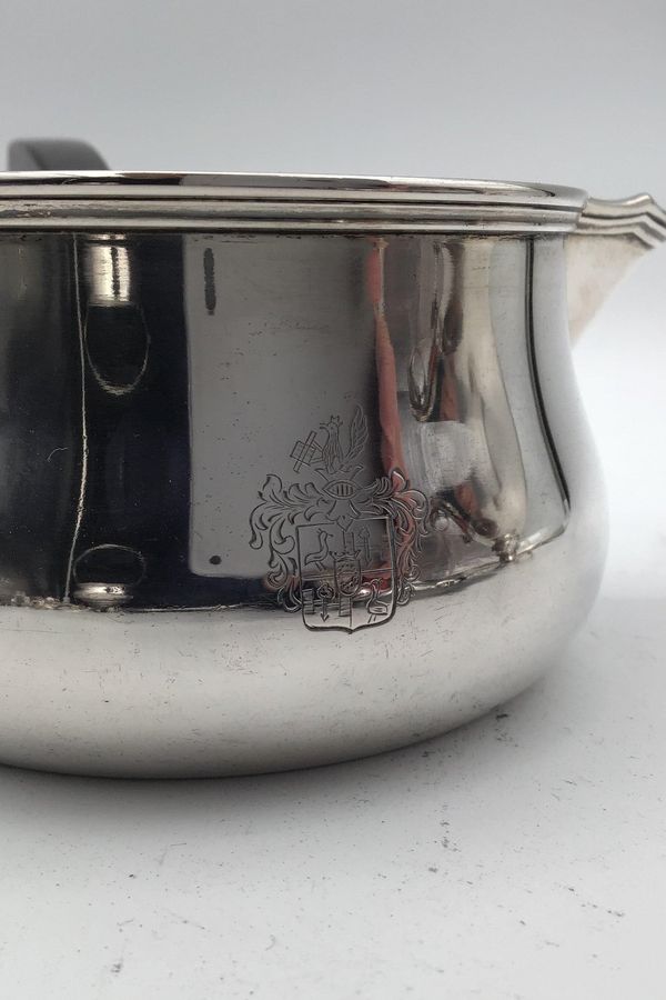 Antique Danish Labour Silver Gravy Pitcher with Coat of Arms