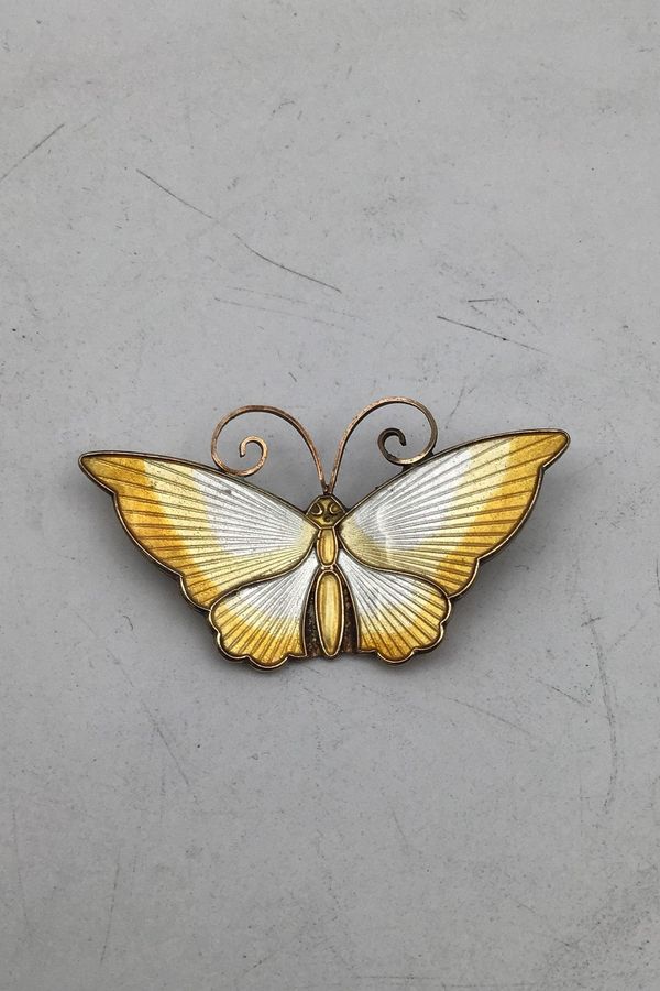 Antique David Andersen Sterling Silver Butterfly Brooch with Enamel