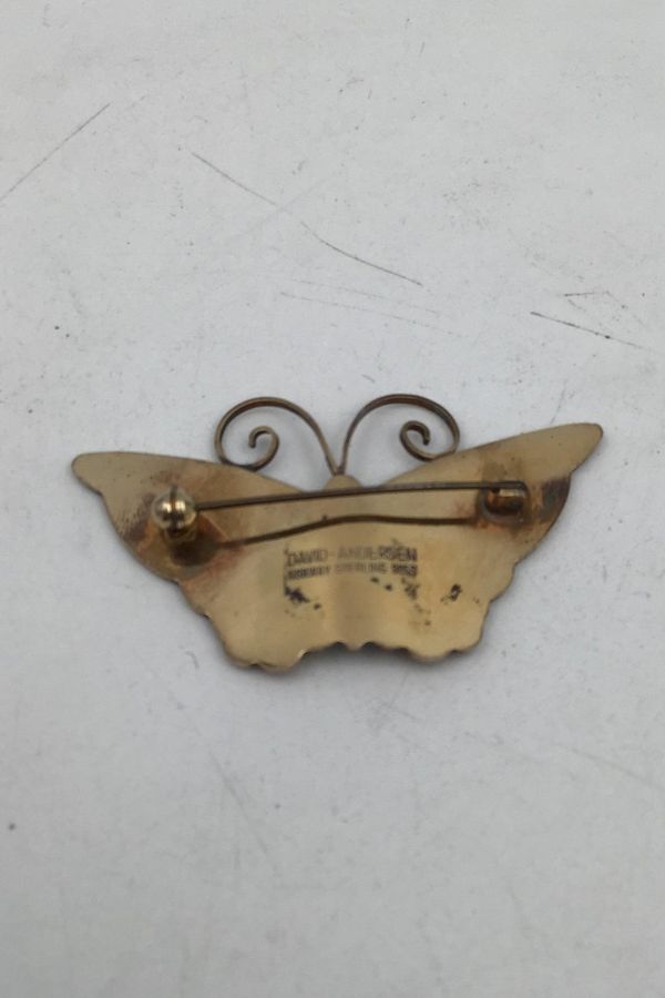 Antique David Andersen Sterling Silver Butterfly Brooch with Enamel
