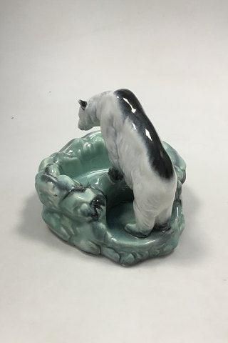 Antique Ditmar Urbach, Czechoslovakia, Polar Bear Figurine by a hole in the Ice. From the first half of the 20th century