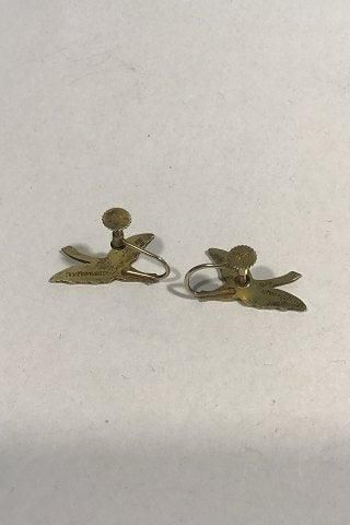 Antique Erik Magnussen Sterling Silver/Enamel Earrings(screws), The Nordic Swans
