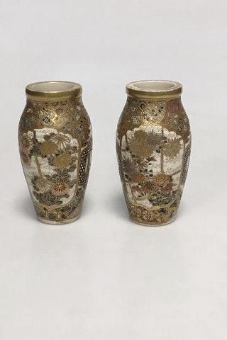 Antique Pair of Japanese Satsuma vases, Meiji period.