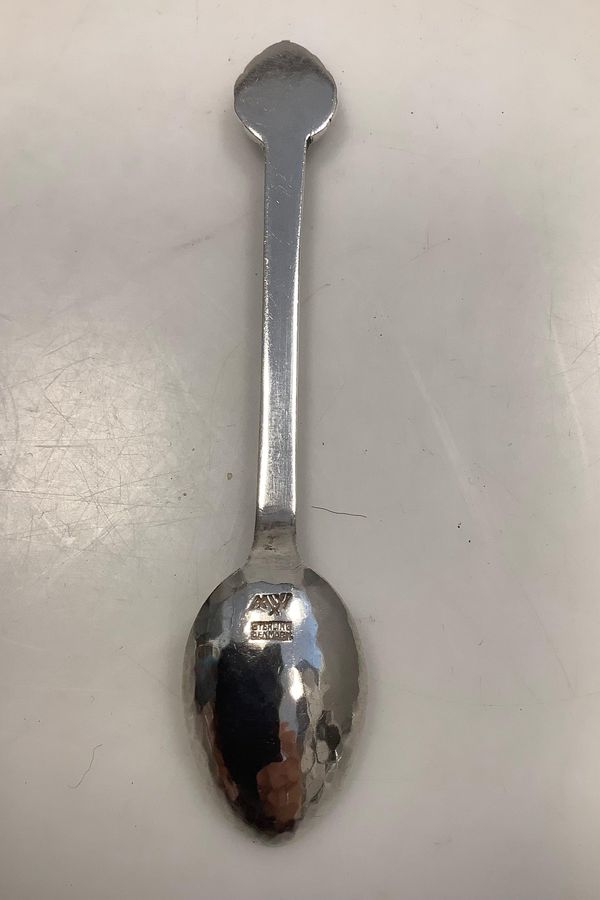 Antique Evald Nielsen / Aage Weimar Silver Coffee Spoon No 3 with green stone