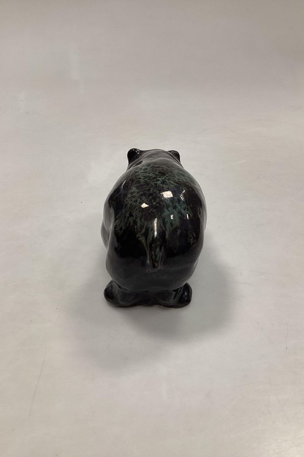 Antique Hippopotamus Figurine in Stoneware by Poul Kyhn