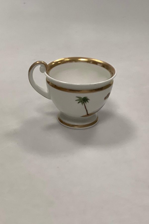 Antique French porcelain coffee cup painted with cat