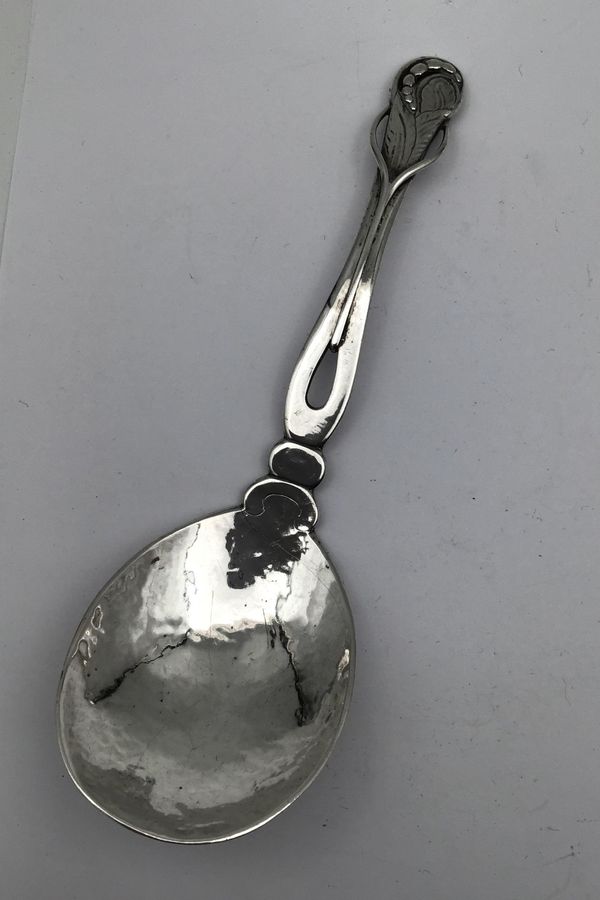 Antique Frederik Kastor Hansen Silver Serving Spoon