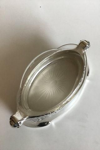 Antique Fruit Bowl Silver Plated with Glass Liner