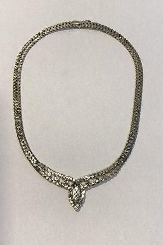 Antique Georg Jensen & Wendel 18K Whitegold Necklace with Brillant  cut Diamonds