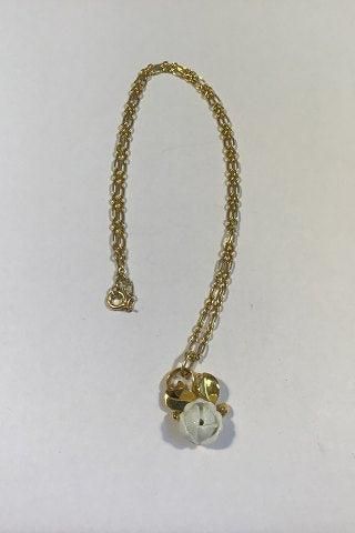 Antique Georg Jensen (Royal Copenhagen) Sterling Silver(Gilded)Necklace with Porcelain Pendant No 239