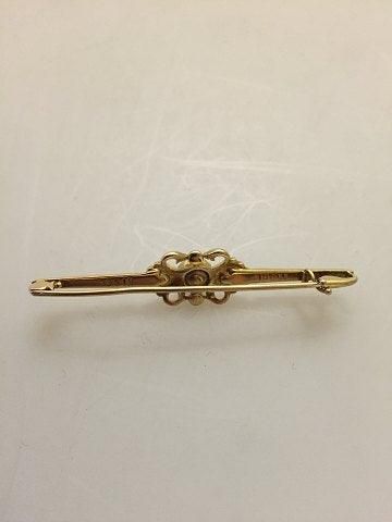 Antique Georg Jensen 14K Gold Brooch with Pearl No 110