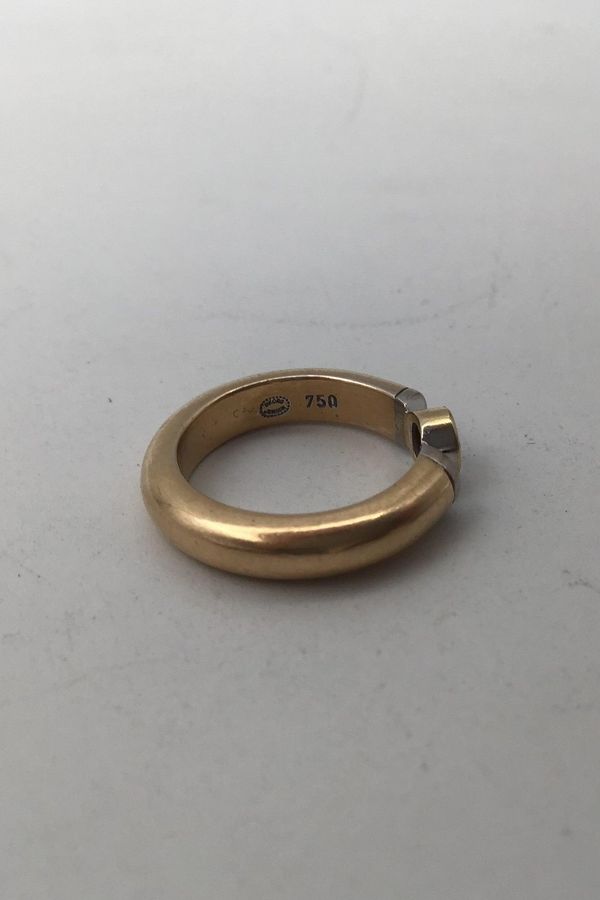 Antique Georg Jensen 18K Gold Ring with Brilliant Cut Diamond