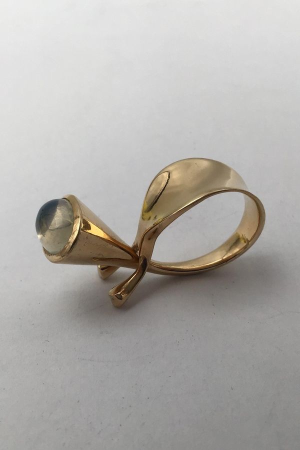 Antique Georg Jensen 18K Gold Ring No 915 Moonstone Torun