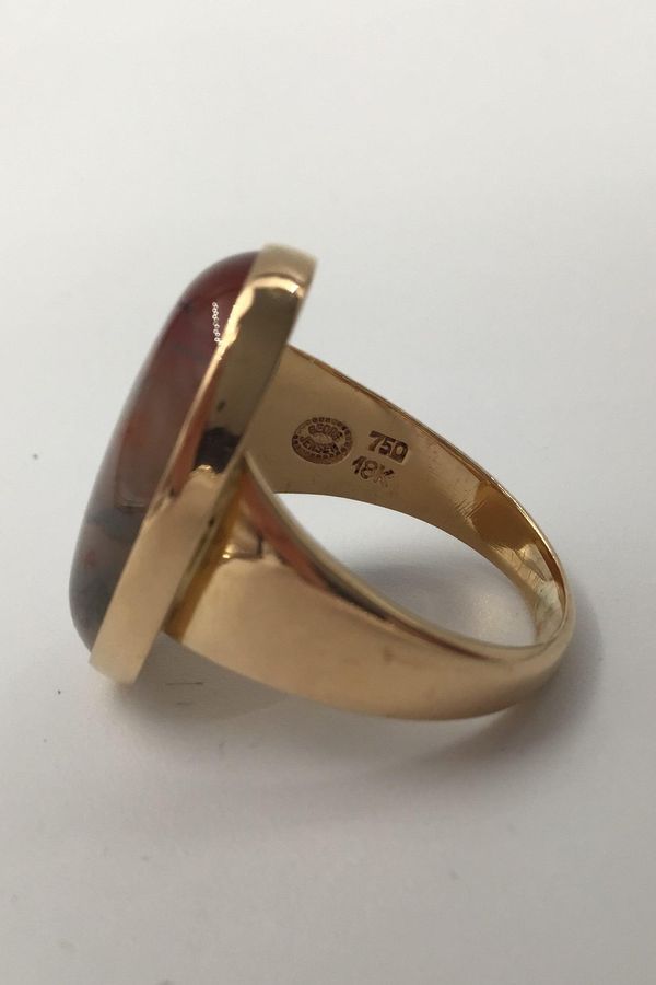Antique Georg Jensen 18K Gold Ring No. 1090 Rose Quartz