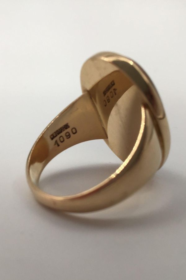 Antique Georg Jensen 18K Gold Ring No. 1090 Rose Quartz
