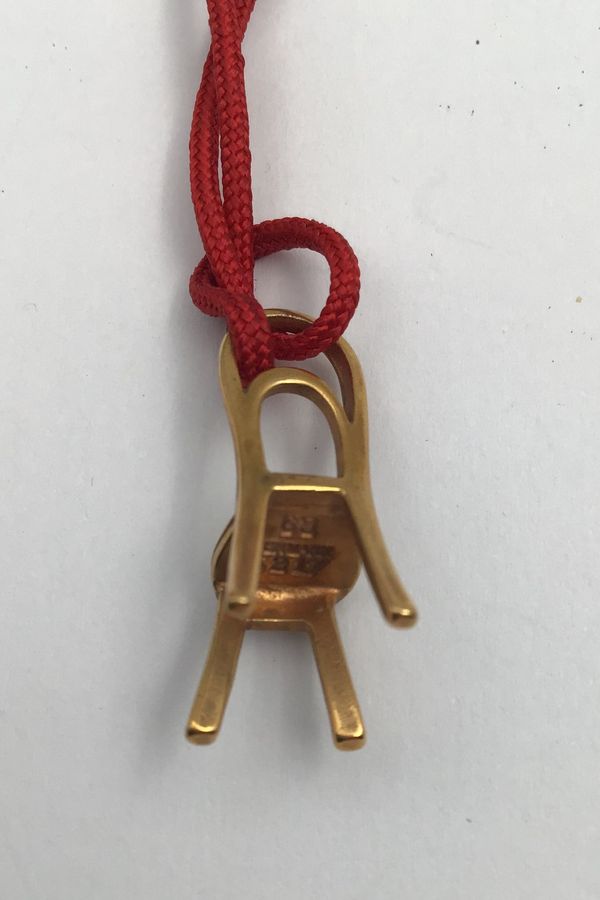 Antique Georg Jensen Gold Plated Brass Cafe Chair Pendant No. 5217