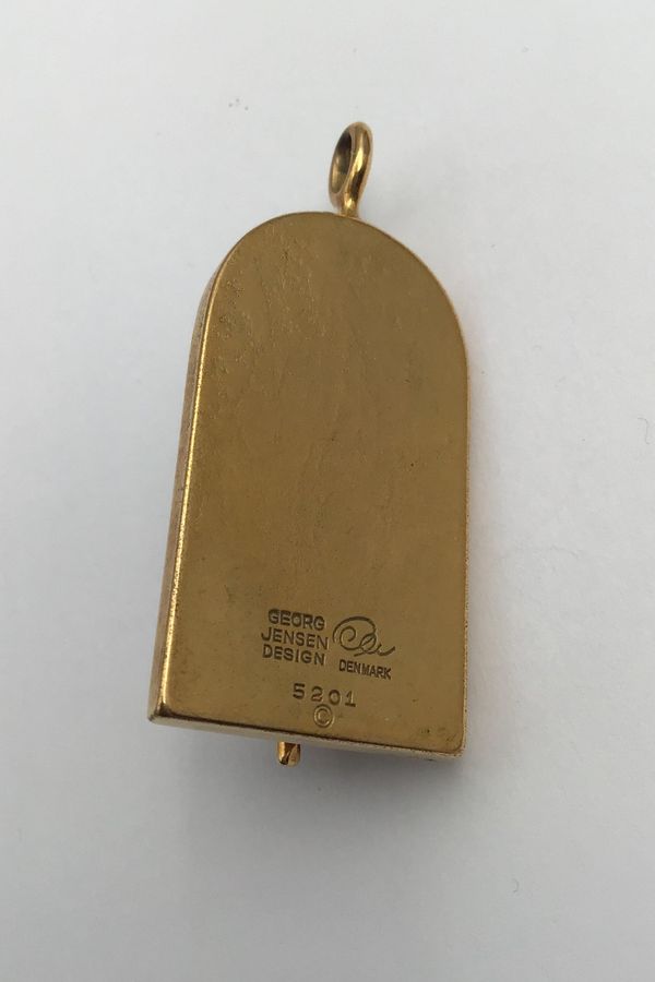 Antique Georg Jensen Gold Plated Brass Cafe Pendant No. 5201