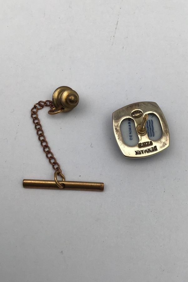 Antique Georg Jensen Gold Plated Sterling Silver (Royal Copenhagen) Tie Pin Lapel Pin